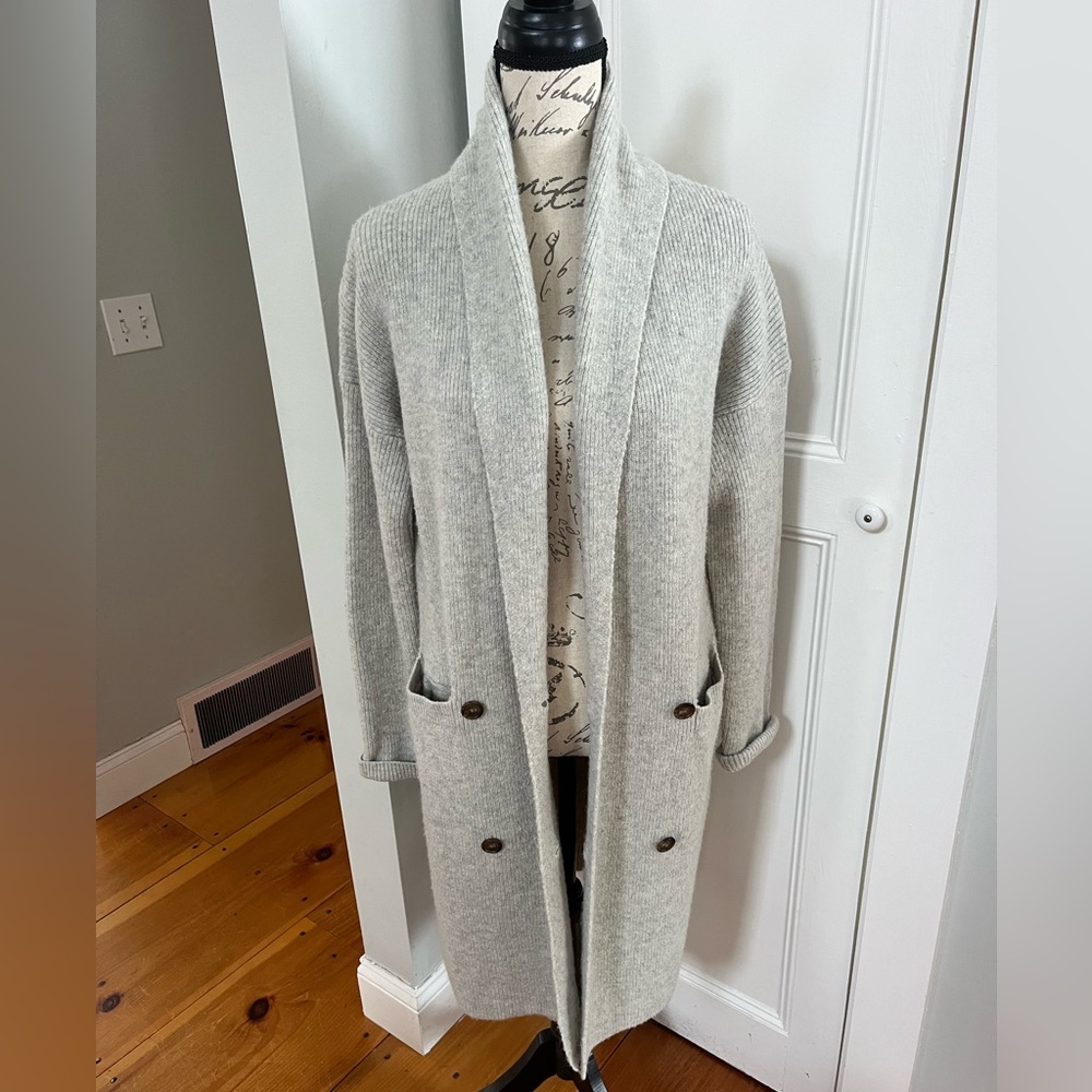 J. Crew Double-Breasted Gray Shawl Collar Cardigan. Women's Size: M.